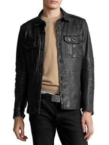 Polo Ralph Lauren POLO BLACK Men's Leather Shirt Jacket, US 2X-Large