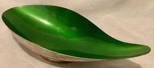 Vintage Reed & Barton MCM Green Enamel Silver Plated Teardrop Bowl Signed - Picture 1 of 6