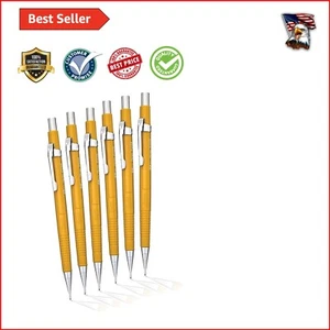 6 Count Retractable 0.9mm Yellow Drafting Pencils - Ideal for Precision Writing - Picture 1 of 2