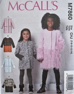 McCalls 7860 Little Girls 3-6 COAT or JACKET Pattern Fleece Wool Leather UNCUT - Picture 1 of 2