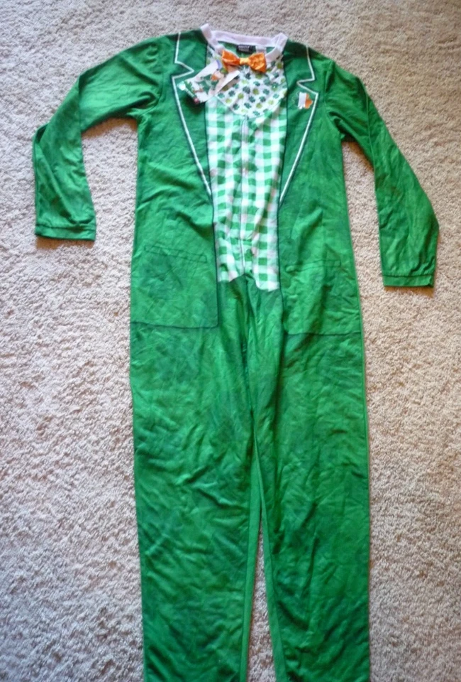 MARDI GRAS-ST PATRICKS  LEPRECHAUN-ADULT-SMALL--ONEPIECE-UNISEX-ZIP UP JUMPSUIT - Image 1 of 1