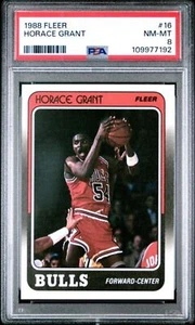 Graded 1988 Fleer Horace Grant #16 Rookie RC Basketball Card PSA 8 NM-MT - Picture 1 of 2