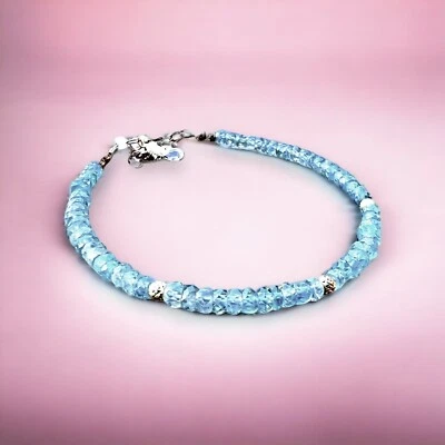 Натуральный синий цирконий браслет твердое золото 14k, декабрь камень  - Изображение 1 из 4