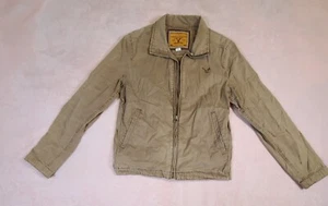 American Eagle Outfitters Tan Beige Canvas Bomber Y2K Jacket Mens Small - Picture 1 of 17