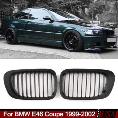 Parrillas de parachoques delantero negro mate para BMW E46 325Ci 330Ci Coupé 1999-2002 Foto 1 de 4