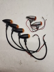 Bullet style 4 Black Led & 2 Chrome W/ incandescent bulbs Amber turn signals - Picture 1 of 10