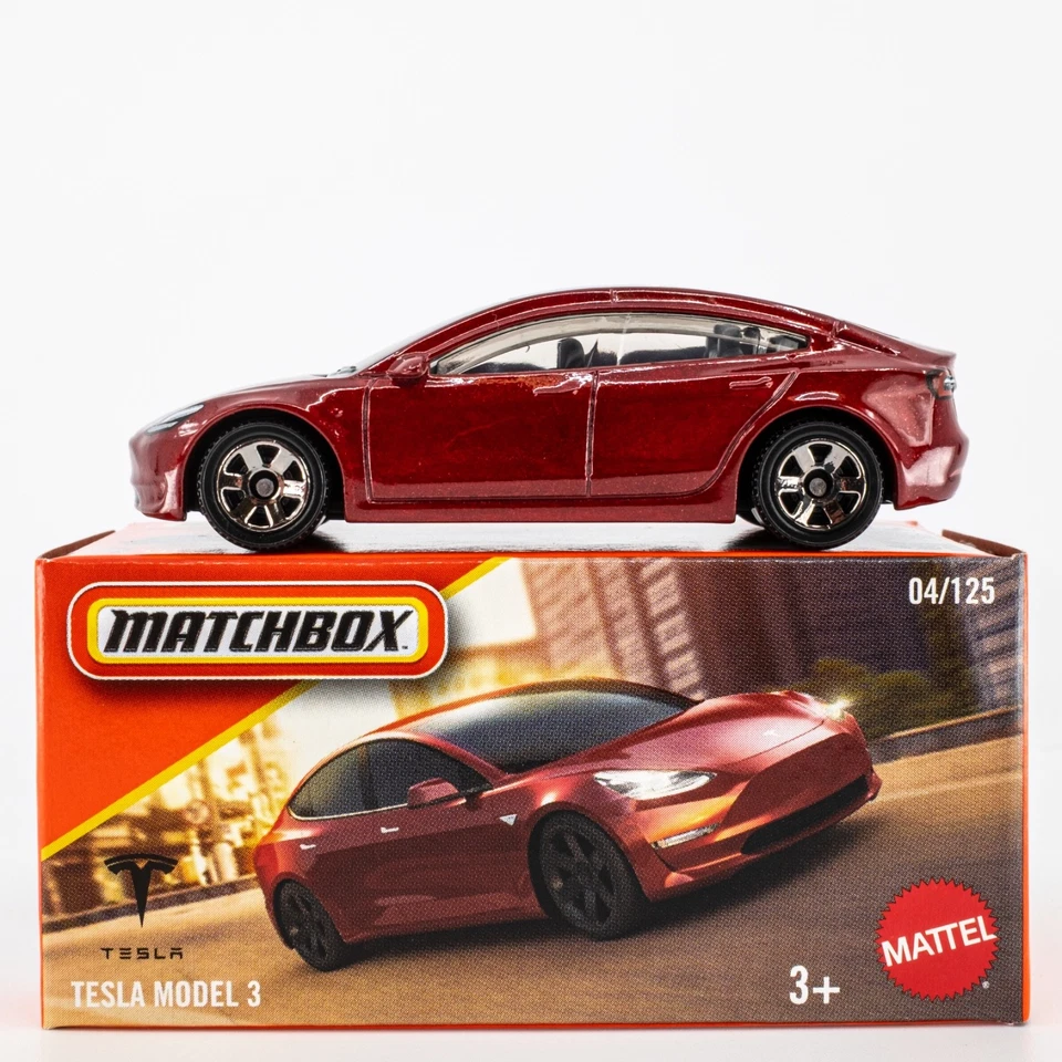 2025 Matchbox Power Grabs #4 Tesla Model 3 RED MULTI-COAT | FSB - Image 1 of 1