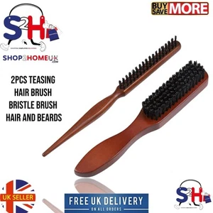 2 Pcs Teasing Hair Brush, Bristle Brush Hair for Hair and Beards, Wood Handle - Picture 1 of 8
