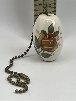 Interruptor de luz de ventilador de teto pendurado gota cerâmica 2 polegadas corrente amarela rosa - Imagem 1 de 4