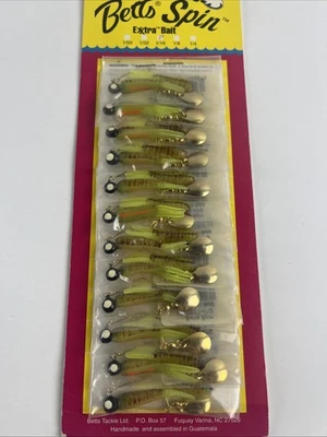 Tarjeta de 12 Betts 1/16 OZ Beetle Spin Split Tail Gold Chartreuse Foto 1 de 4