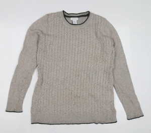 Kenar Women's Beige Cable-Knit Crew Neck Pullover Jumper M - Picture 1 of 12