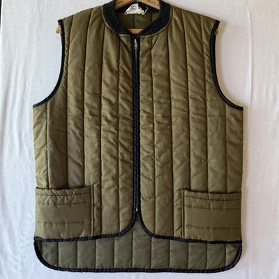 True Vintage 70’s Sears Puffer Vest Size Large Olive Green Army USA Talon Zipper - Image 1 of 4