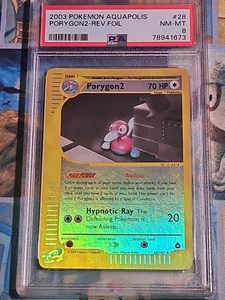PORYGON2 REVERSE HOLO FOIL Very Clean PSA 8 - 2003 AQUAPOLIS 28/147 RARE - Picture 1 of 2