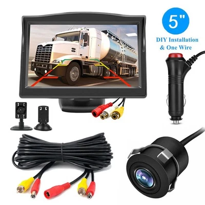 Rear View Backup Camera System 5" HD Monitor Reverse Parking Kit Plug and Play - Image 1 of 4