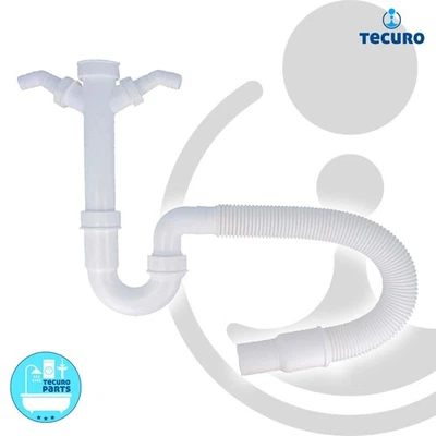 tecuro Set Scarico Lavello 1 1/2 Pollice - Scarico Flessibile Accorciabile con 2 x GA