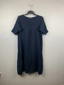 Bryn Walker Kleid Damen mittelblau Leinen Kurzarm Made in USA minimalistisch - Bild 1 von 6