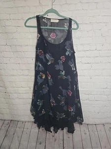 JOHNNY WAS 4 Love & Liberty Tank Kleid Gr. S 100% Seide schwarz Kolibri Rüschen - Bild 1 von 9