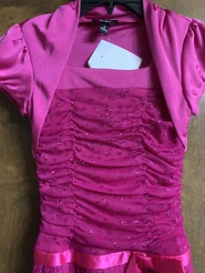 BCX Fushia Berry Glitter Leopard Ruffle Girls Dress Size 10 B5 - Picture 1 of 4
