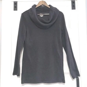 Converse Cowel Neck Long Pullover Sweater Grey Stretch Top Knit Womens L - Picture 1 of 9
