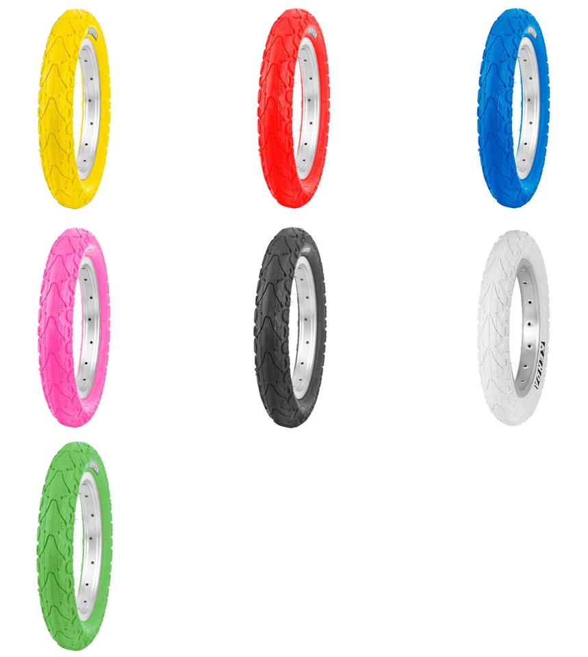 Kenda Reifen 12 Zoll K-935 (62-203) (12 1/2 x 2 1/4) gelb,rot,blau Kinder Reifen - Bild 1 von 1