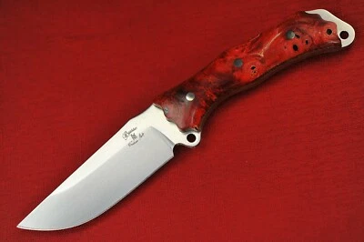 Busse Custom Park Ranger .15" Satin Blade, Full Red Buckeye Burl Wood Handle Foto 1 de 4