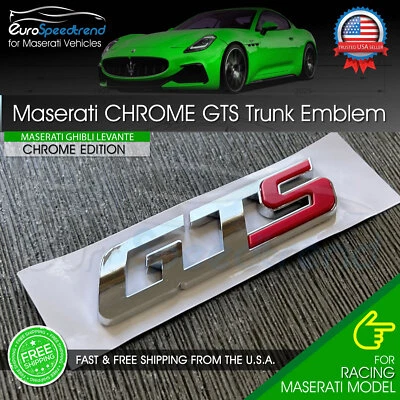 Maserati GTS Chrome Emblem 3D Trunk Logo Badge OE Ghibli Quattroporte Levante - Image 1 of 2