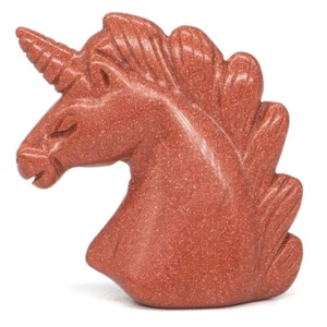 Estatuillas de unicornio de 2" piedra dorada roja cristal arena piedra curativa talla a mano decoración - Imagen 1 de 5