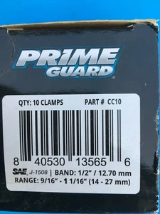 PRIME GUARDSTAINLESS STEEL HOSE BAND CLAMPS #10-10/box - Picture 1 of 6
