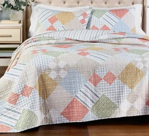 Martha Stewart Collection Rural Escape Patchwork bedruckt 100 % Baumwolle King Quilt - Bild 1 von 4