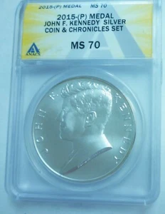 2015 P Medal John F Kennedy Silver Coin and Chronicles Set ANACS MS70 - Picture 1 of 2