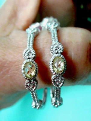 Pendientes perforados Judith Ripka de cuarzo canario y corazón de diamantes de oro de 18 quilates y SS Foto 1 de 4