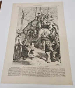 Original 1871 Elephants In London Zoo JUMBO - Picture 1 of 3