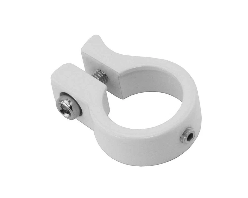 BICYCLE ALLOY SEATPOST CLAMP (OUTER DIAMETER 25.4MM) IN WHITE. - Image 1 of 1