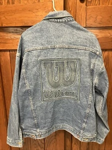 Vintage 90's Wilson Sporting Goods Denim Jacket Size Large - Made in USA - Picture 1 of 22