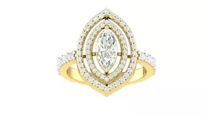 14K Lab Grown Diamond 0.57 CT Marquise  VVS-VSFG 2.75 GMS Pretty Engagement Ring - Picture 1 of 14