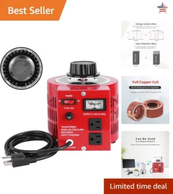 Transformador de voltaje ajustable - 20A - 2000VA - Salida 0-130V - Fuente de alimentación de CA Foto 1 de 4