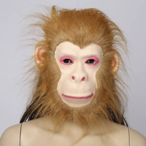 Ape Full Face Mask Monkey Fur Costume Creepy Animal Costume Party - Picture 1 of 2
