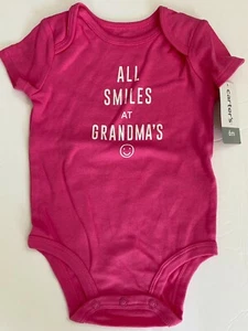 NWT Carters Pink 6 Month All Smiles at Grandmas One Piece Shortsleeve bodysuit - Picture 1 of 5