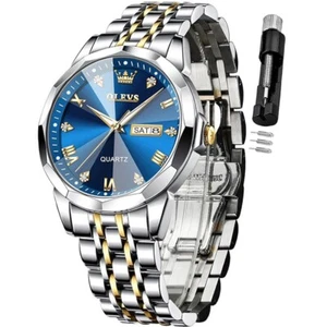Reloj OLEVS para Hombre Diamante Vestido de Negocios Analógico Cuarzo Acero I... - Imagen 1 de 6