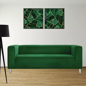 Zweisitzer Ikea KLIPPAN Sofa Qualität Schonbezug Ersatzbezug Grün Samt - Bild 1 von 7