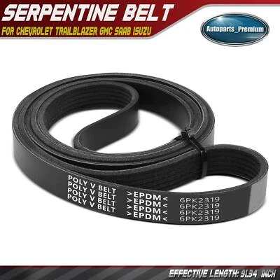 91.34 inch Serpentine Belt for Chevrolet Trailblazer GMC Saab Isuzu L6 4.2L GAS - Image 1 of 4