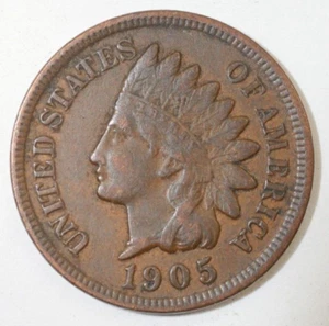 1905 Indian Head Penny, coin is a Very Fine small cent (8+ items ship for free) - Picture 1 of 2