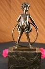 Bronze Marble Statue Pretty Girl playing Bookend Figure Figurine Art Deco Gift