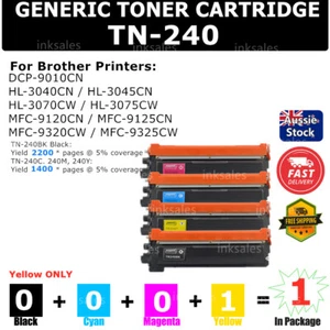1x TN240 TN 240 Yellow ONLY Toner for Brother MFC9120CN HL3040CN HL3045CN HL3070 - Picture 1 of 2