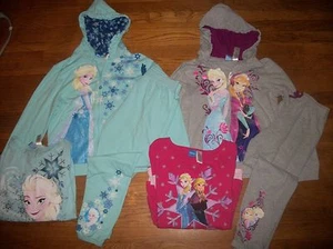 DISNEY FROZEN ANNA & ELSA 3 PC HOODIE TOP & PANTS SET GIRLS SZ XL 14 16 L 10 12 - Picture 1 of 9