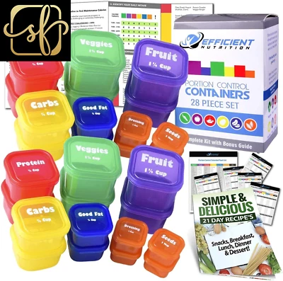 Portion Control Containers DELUXE Kit (28-Piece) with COMPLETE GUIDE + 21 DAY PL - Image 1 of 4