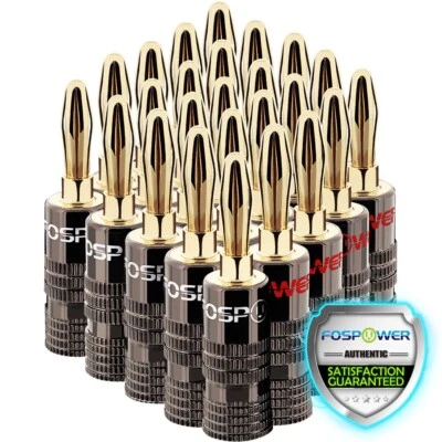 24x Dual Screw Audio 24K Gold Plated Speaker Wire 4mm Banana Plug Jack Connector - Image 1 of 4