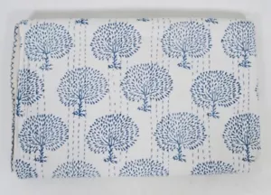 Double Vintage Tree Kantha Quilt Blanket Bedspread Coverlet Bed Runner - Picture 1 of 8