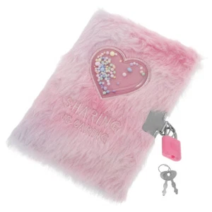 Locking Notebook Faux Fur Diary with Fuzzy Journal Child Student - Picture 1 of 12