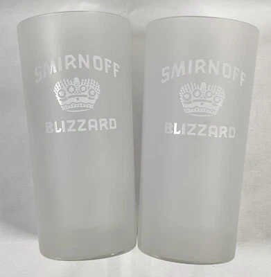 2 Smirnoff Vodka Blizzard Frosted Tall Cocktail Glasses 12 oz - Image 1 of 4